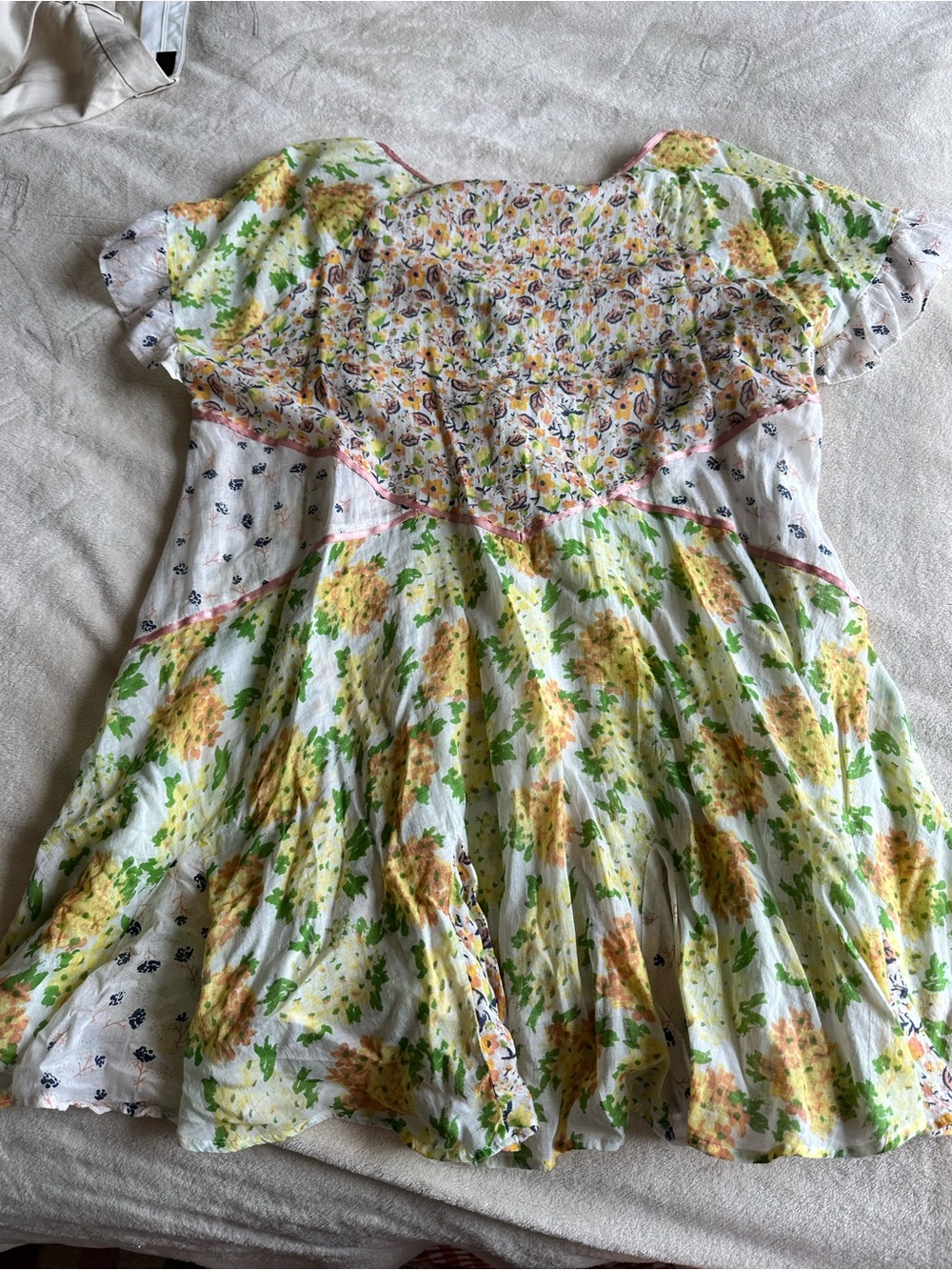 Free People Floral Yellow & Green Summer Dress